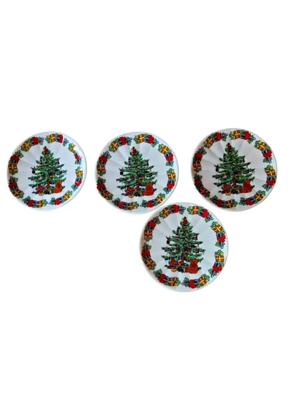 Formalities By Baum Bros Christmas Tree Tea Set & Plates For 4 - Ceramic Holiday